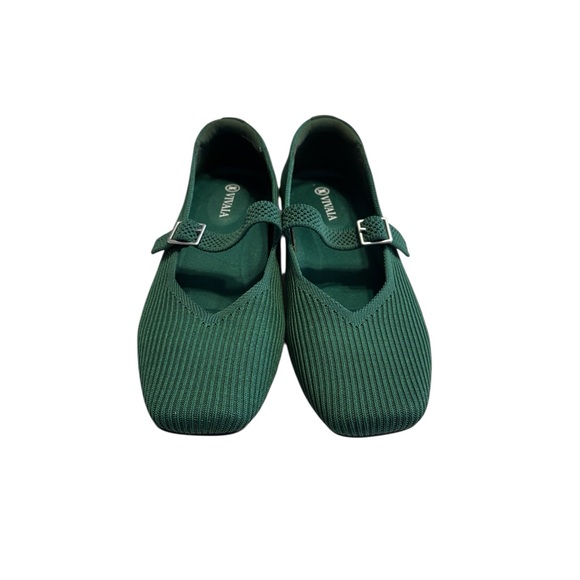 Vivaia Margot Square-Toe Mary Janes Size 39.5 US 8.5 Forest Green Office Party - Picture 5 of 9